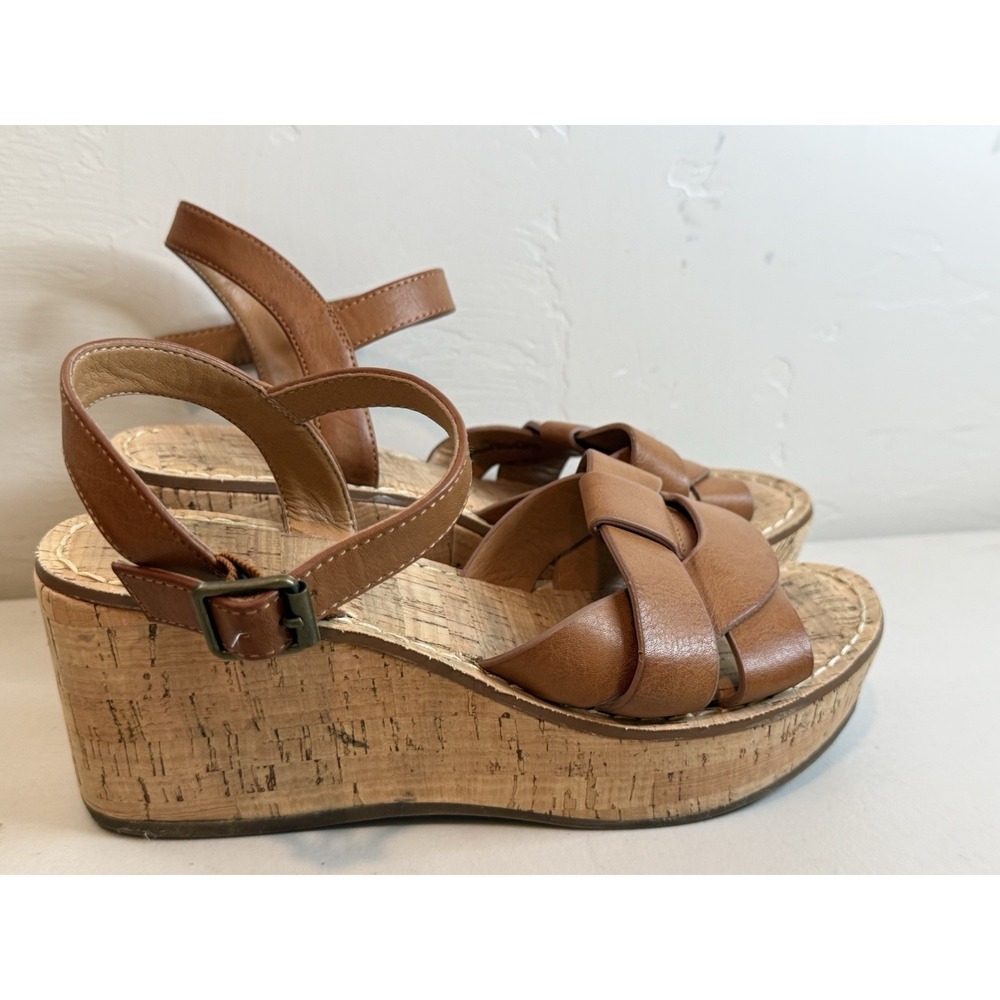 White Mountain Carresp Whisky Smooth‎ Wedge Espadrille Sandals 7.5M